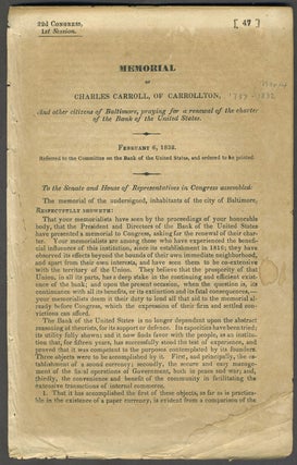 Item #10431 Memorial of Charles Carroll, of Carrollton, and other citizens of Baltimore, praying...
