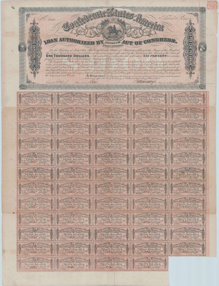 Item #10449 Confederate States of America. CR# 144B. $1000. Confederate Bonds.