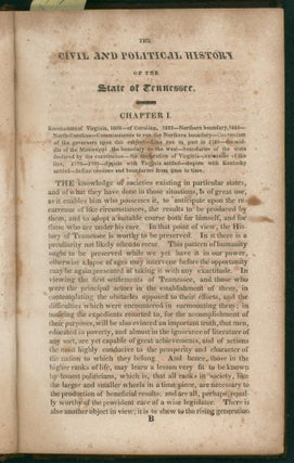 The Civil and Political History of the State of Tennessee, from its Earliest Settlement up to the Year 1796; including the Boundaries of the State.