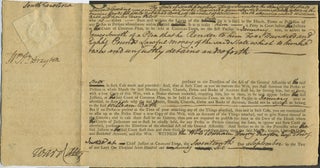 Item #10588 Revolutionary War period writ in which James Smyth demands 480 pounds from William...