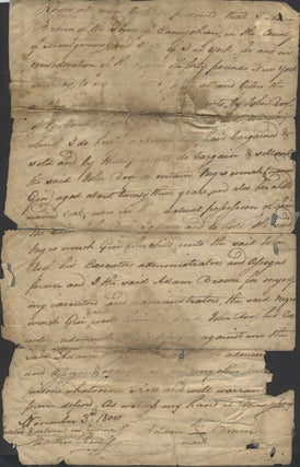 Item #11426 "Bill of Sale of Two Negros from Adam Brown to John Roof", of the founding family of...