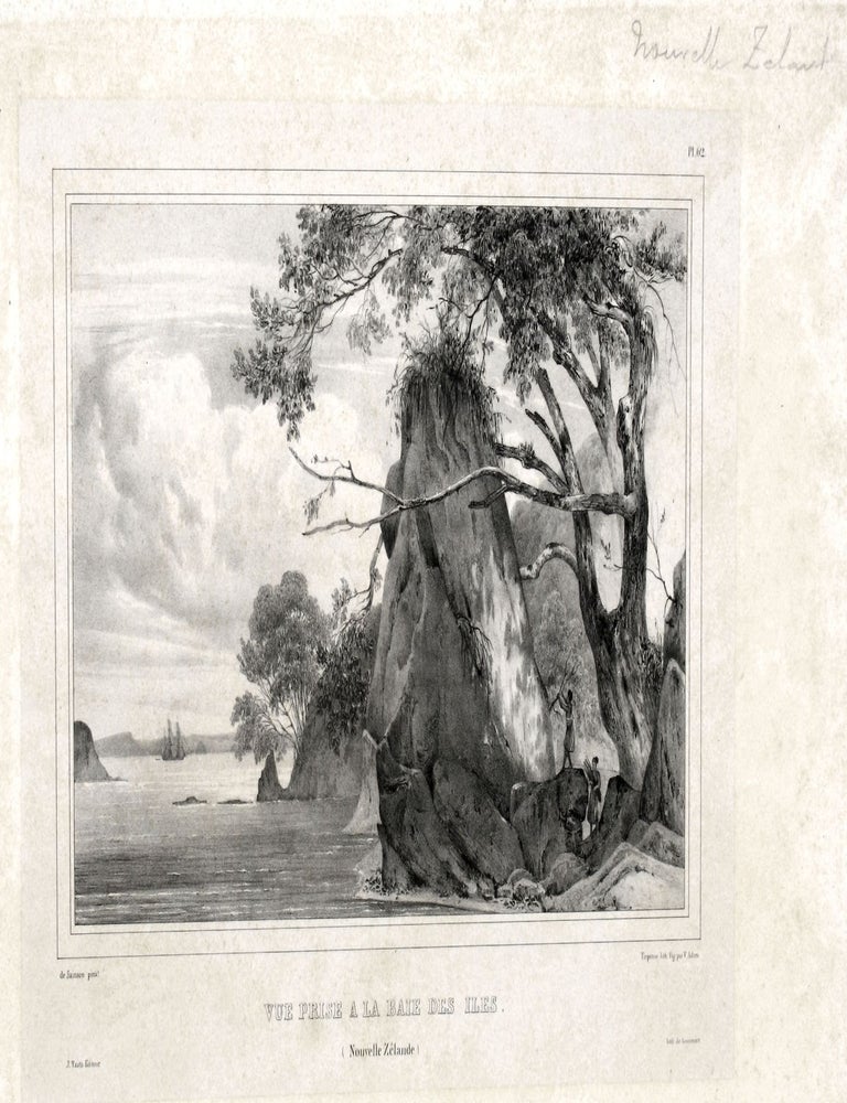 Item #11915 Vue Prise a la Baie Des Isles. Nouvelle Zelande. J. De Sainson. Dumont D'Urville.