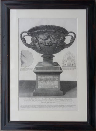 Item #12179 Warwick Vase on Pedestal. Hoc Pristinae artis Romanaeq - Magnifgicantiae Monumentua...