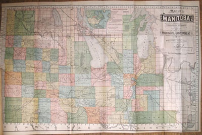Item #12248 Map of Manitoba published by Authority of the Pronvicial Government Winnipeg, June, 1891. Minister for Agriculture and Immigration J. Greenway.
