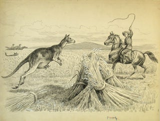 Item #12437 Boy's Hunting Book [with] the original pen and ink sketch for the kangaroo...