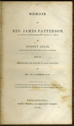 Memoir of Rev. James Patterson.