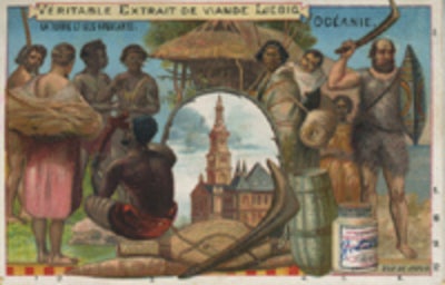 Item #12982 "Oceanie". La Terre et ses Habitants. Veritable Extrait de Viande Liebig. Liebig advertising card.