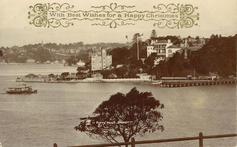 Item #13011 Potts Point, Sydney, real photograph printed as a Christmas card. Photographs: real photo postcard.