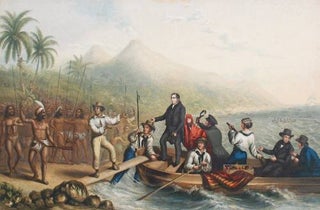 Item #13023 The Reception of the Rev. J. Williams at Tanna in the South Seas, the day before he...