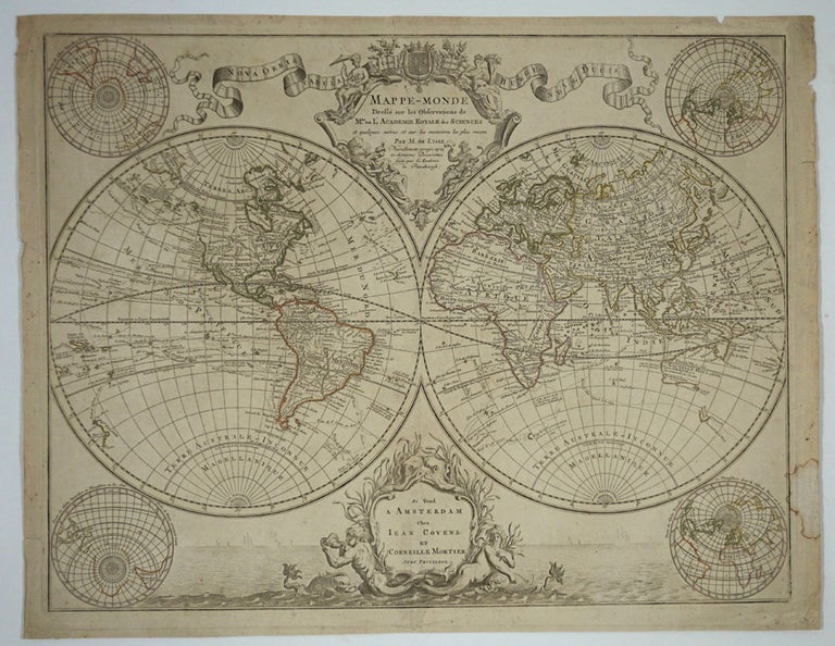 Item #13218 Mappe du Monde dresse sur les observations de Messrs de l'Academie Royale des Sciences…. Jean Corneille.