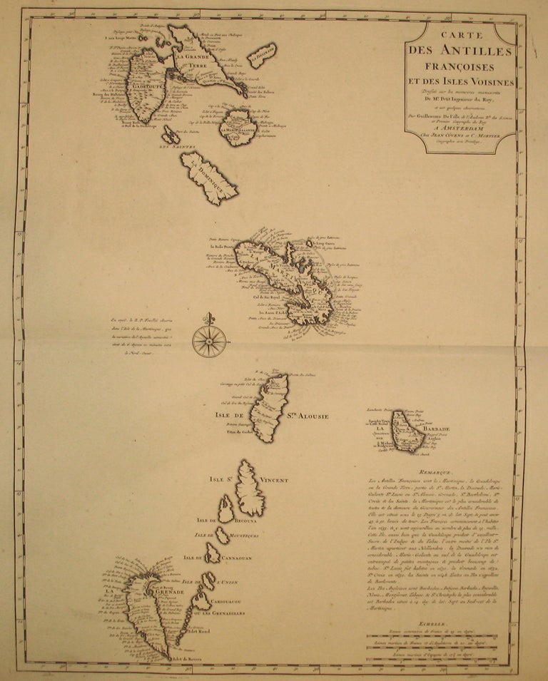 Item #13223 Carte des Antilles Francaises et des Isles Voisines. Guillaume De L'Isle.