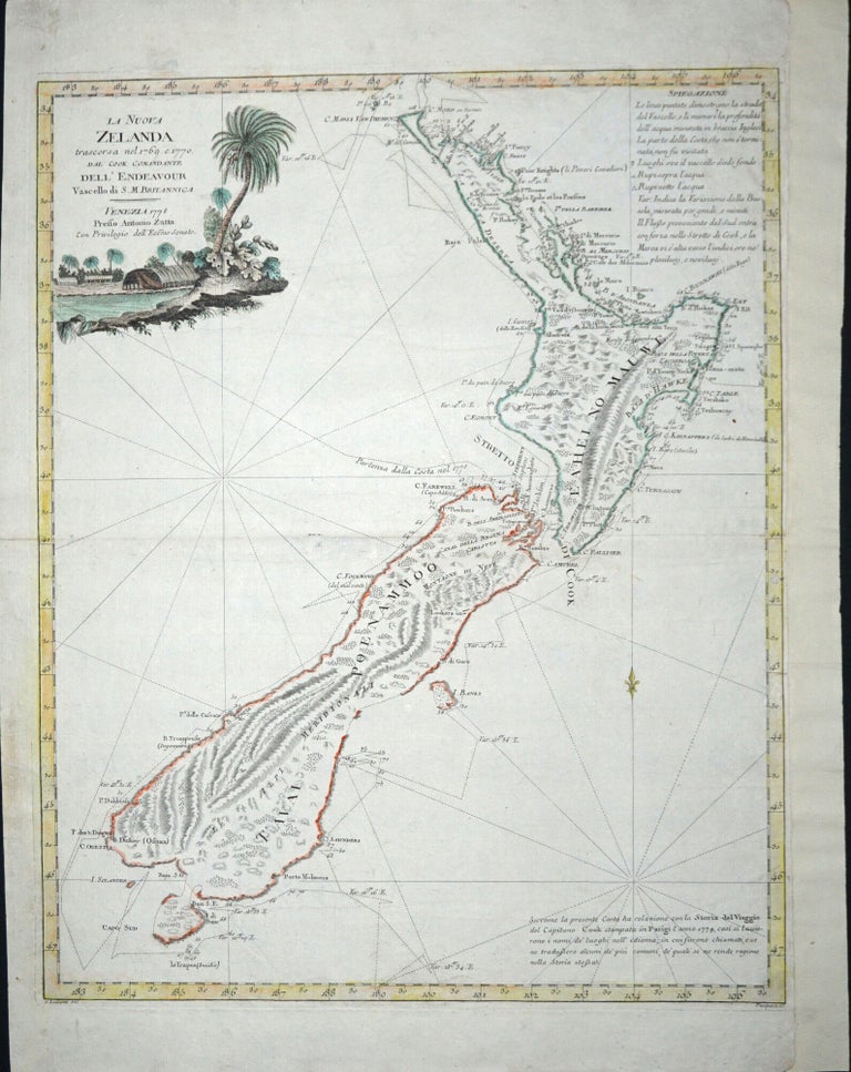 Item #13331 La Nuova Zelanda tracorsa nel 1769 e 1770 dal Cook commandante dell' Endeavour Vascello di S.M. Britannica. Antonio Zatta.
