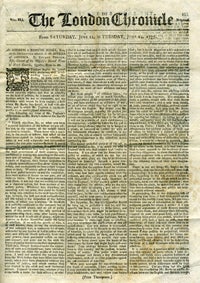 Item #13340 Cook's 2nd Voyage; American Revolution in The London Chronicle, From Saturday, June...