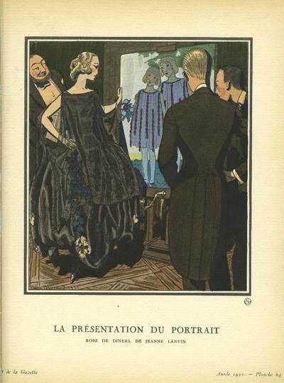 Item #13456 La Presentation Du Portrait: Robe de Diners, De Jeanne Lanvin Print from the Gazette du Bon Ton. Pierre Brissaud.