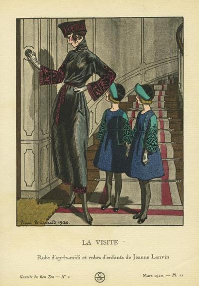 Item #13477 La Visite: Rope d'apres-midi et robes d'enfants de Jeanna Lanvin Print from the Gazette du Bon Ton. Pierre Brissaud.