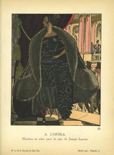 Item #13478 A L'Opera: Manteau et robe, pour le soir, de Jeanne Lanvin Print from the Gazette du Bon Ton.