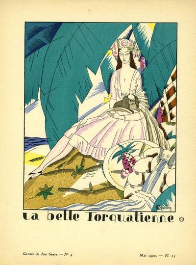 Item #13492 La belle Torquatienne. Print from the Gazette du Bon Ton. Martin.
