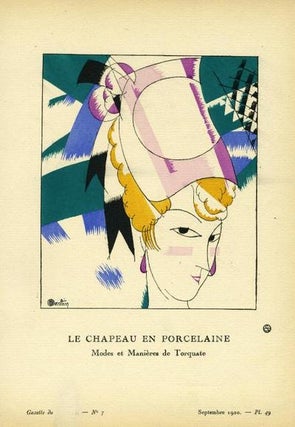 Item #13500 Le Chapeau En Procelaine: Modes et Manieres de Torquate Print from the Gazette du Bon...