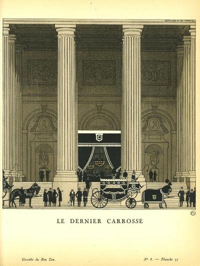 Item #13504 Le Dernier Carrosse. Print from the Gazette du Bon Ton.