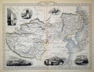 Item #13540 Thibet, Mongolia, and Mandchouria, antique map with vignette views. J. Tallis Rapkin,...