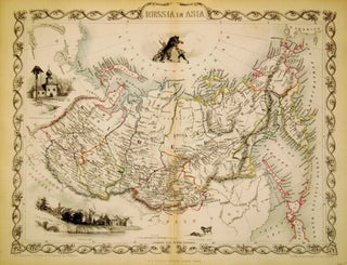 Item #13541 Russia in Asia, antique map with vignette views. J. Tallis Rapkin, John