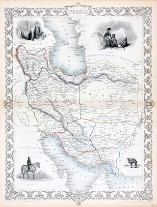 Item #13547 Persia, antique map with vignette views. J. Tallis Rapkin, John