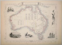 Item #13548 Australia, antique map with vignette views. J. Tallis Rapkin, John