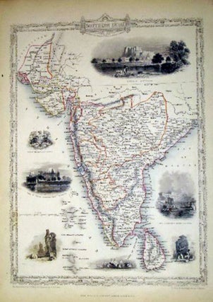 Item #13549 Southern India, antique map with vignette views. J. Tallis Rapkin, John