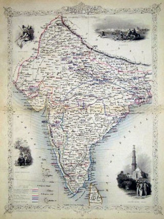 Item #13561 British India, antique map with vignette views. J. Tallis Rapkin, John