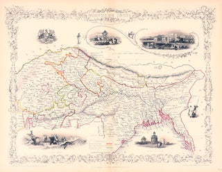 Item #13562 Northern India, antique map with vignette views. J. Tallis Rapkin, John
