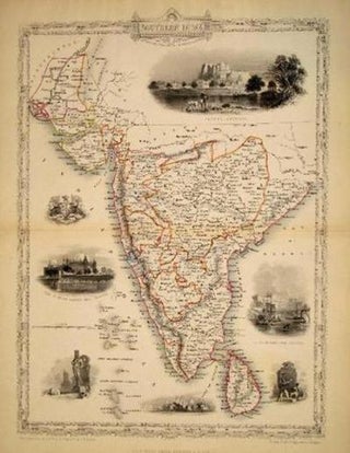 Item #13563 Southern India, antique map with vignette views. J. Tallis Rapkin, John