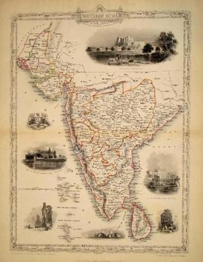 Item #13563 Southern India, antique map with vignette views. J. Tallis Rapkin, John.