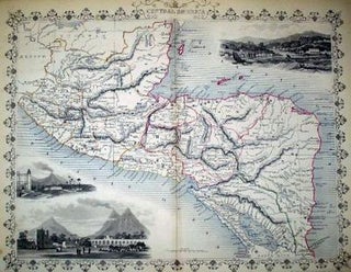 Item #13564 Central America, antique map with vignette views. J. Tallis Rapkin, John