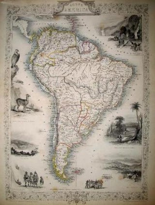 Item #13568 South America, antique map with vignette views. J. Tallis Rapkin, John