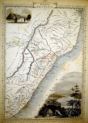 Item #13572 Natal and Kaffraria, antique map with vignette views. J. Tallis Rapkin, John