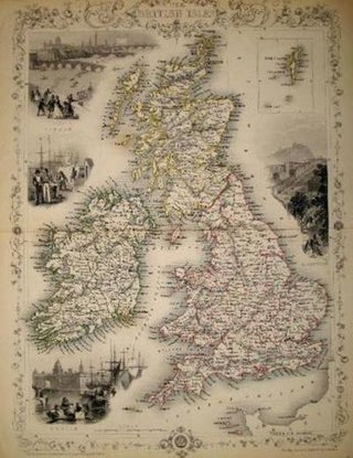 Item #13573 The British Isles, antique map with vignette views. J. Tallis Rapkin, John