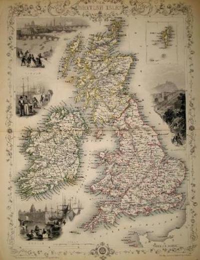 Item #13573 The British Isles, antique map with vignette views. J. Tallis Rapkin, John.