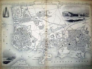 Item #13575 Plymouth, Devonport and Stonehouse, antique map with vignette views. J. Tallis...
