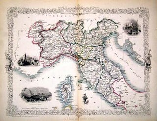 Item #13581 Northern Italy, antique map with vignette views. J. Tallis Rapkin, John