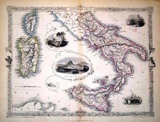 Item #13582 Southern Italy, antique map with vignette views. J. Tallis Rapkin, John