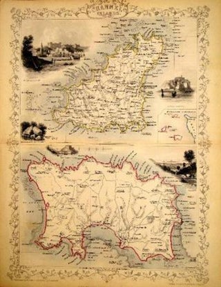 Item #13586 Channel Islands, antique map with vignette views. J. Tallis Rapkin, John