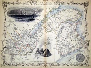 Item #13587 East Canada and New Brunswick, antique map with vignette views. J. Tallis Rapkin, John