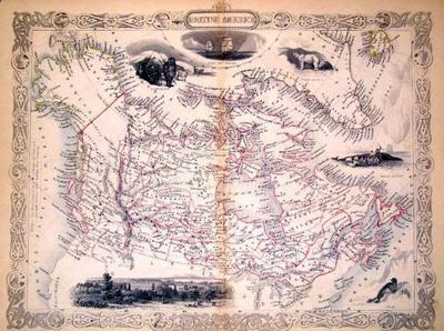 Item #13589 British America, antique map with vignette views. J. Tallis Rapkin, John.