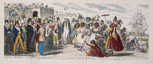 Item #13631 Probable Effects of Over Female Emigration, or Importing the Fair Sex from the Savage Islands in Consequence of Exporting all our own to Australia!!!!! George Cruikshank.