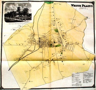 Item #13653 Large Map of White Plains with Vignette Views. F. W. Beers, Geo. Warner