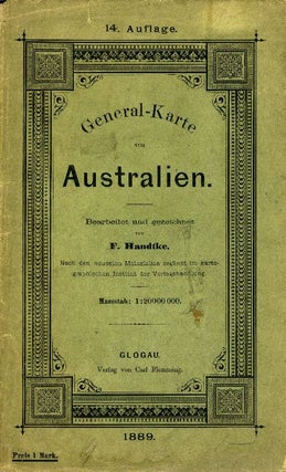 Item #13700 General-Karte von Australien, color folding map. F. Handtke