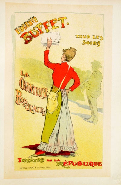 Item #13734 Affiche pour le Theatre de la Renaissance "Eugenie Buffet, la chanteuse populaire", Les Maitres de l'Affiche Pl. 151. Leopold Stevens.