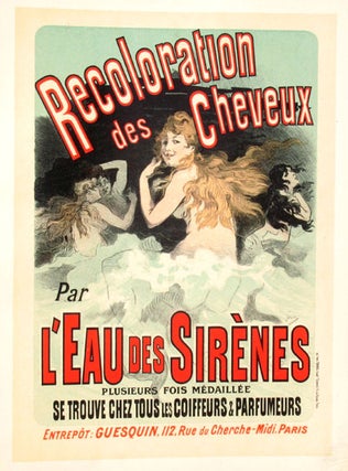 Item #13735 Affiche pour l' "Eau des Sirenes", Les Maitres de l'Affiche Pl. 153. Jules Cheret