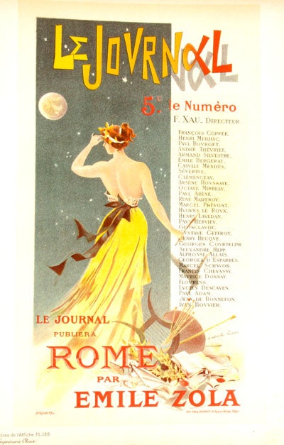 Item #13736 Affiche pour annoncer la publication de "Rome" dans Le Journal, Les Maitres de l'Affiche Pl. 155. Jules Cheret, Emile Zola.