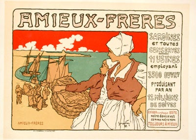 Item #13756 Affiche pour les "Sardines Amieux", Les Maitres de l'Affiche Pl. 183. Georges Fay.